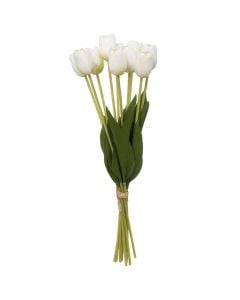 Lule artificiale, Tulips, eva/pvc, e bardhë, 16xH48 cm