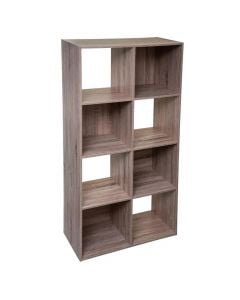 Shelf with 8 cases, mdf, natural wood, 67.5x32xH134 cm
