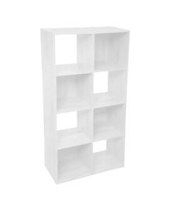 Shelf with 8 cases, mdf, white, 67.5x32xH134 cm