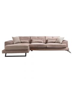 Corner sofa, Frido, left, metal frame, textile upholstery, cushion included, beige, 308x100x92 cm