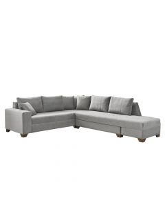 Corner sofa, Esse, left, ahu frame, textile upholstery, plastic legs, bed opsion, light grey, 280x80x70 cm