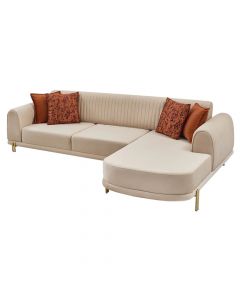 Corner sofa set, Elis, left, textile upholstery, metal legs, cream, 270x170x85 cm