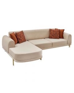 Corner sofa set, Elis, right, textile upholstery, metal legs, cream, 270x170x85 cm
