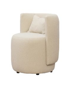 Kolltuk, Teddy, strukturë druri, tapiceri tekstili, këmbë plastike (zezë), e bardhë, 65x65x70 cm