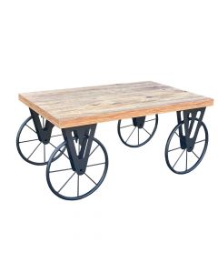 Tavolinë mesi, me rrota, melaminë/metal, kafe/e zezë, 85x55x42 cm