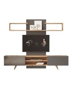 TV and wall display unit, Zenio Assos, chipboard, anthracite, 180x40x45 cm