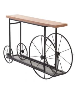Console table, with wheels, chipboard/metal, brown/black, 145x30x90 cm