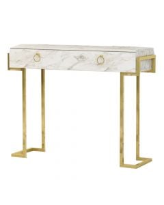 Console table, Givayo Mary, metal frame (gold), chipboard (marble effect), 125x39x95.2 cm