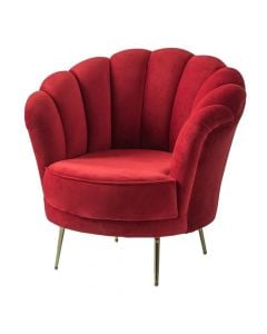 Armchair, Hand, textile upholstery (red), metal legs (gold), 95x79x80 cm