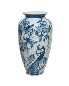 Decorative vase, porcelain, white/blue, Ø20xH36 cm
