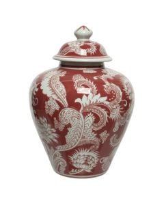 Decorative vase, porcelain, white/red, Ø23xH31 cm
