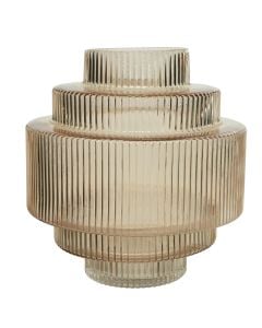 Decorative vase, glass, beige, Ø25xH27 cm