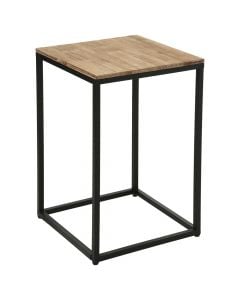 Tavolinë anësore, Edena, metal/ dru, kafe/e zezë, 42x42xH65cm