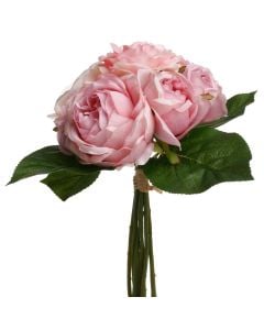 Artificial flowers, Roses, polyester/metal/polyethylene bouquet, pink, 23x23xH31cm