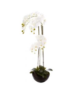 Lule artificiale, Orkide, në vazo qeramike, Dolomit/polietilen/metal,e bardhë, 46x40xH45cm