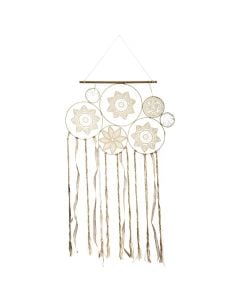 Objekt dekorues, Dream Catcher, pambuk/poliester/ahu, e bardhë, 59x1.2xH107cm