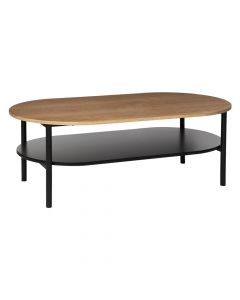 Tavolinë mesi, Elias, syprinë Mdf, strukturë metali, kafe/e zezë, 110x60xH39 cm