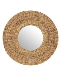 Pasqyrë dekoruese, Lorena, metal/jacinthe/xham, bezhë, 75x2.5 cm