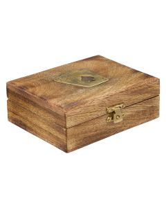 Objekt dekorues, Wood Card, dru mango/letër, kafe, 11.5x9x7cm