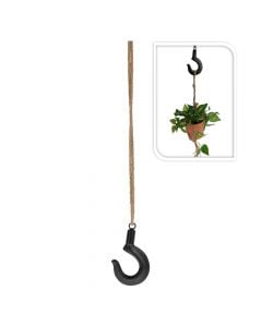 Decoration pulley, metal/rope, black/natural, 9.5x2xH10 cm