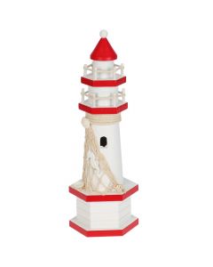 Lighthouse, wooden, red/white, 10xH36 cm