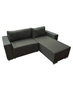 Corner sofa, Flexy, universale, wooden structure, textile upholstery, metal legs, textile upholstery, green, 223x183x85 cm