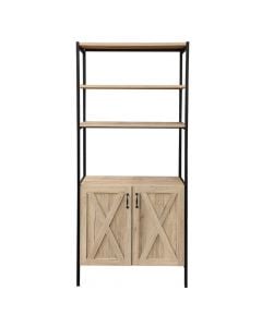 Multifunctional shelf, Bebou, metal structure, 3 levels, mdf, black/brown, 80x40xH180cm