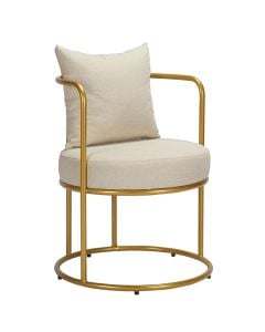 Single armchair, Kanter, metal structure, textile and sponge upholstery, beige/gold, 54x57xH67 cm