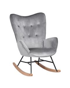 Relax chair, Epping, velvet upholstery, wooden leg, grey, 68x87xH98 cm