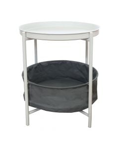 Tavolinë anësore, Nirit, mdf/metal, e bardhë/gri, 40x40xH48 cm