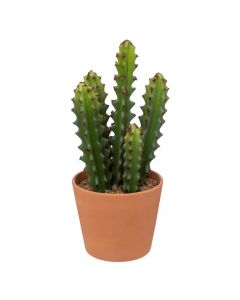 Lule artificiale, Cactus, në vazo qeramike, jeshile/terrakotë, Ø12xH25 cm