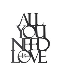 Wall decoration, "All you need is Love", metal, black, 38xH49 cm