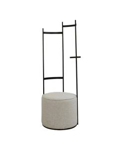 Pouffe and hanger, Luna, metal frame, textile upholstery, grey, 55x55xH150 cm