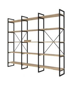 Multifuncional shelf, Nilamu, 5 shelf, metal/melamine, black/brown, 200x34xH170 cm