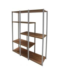 Multifuncional shelf, Carnival, 5 shelves, melamine/metal, brown/white, 90x35xH90 cm