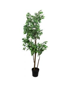 Artificial tree, Ficus, in pot, plastic, green, 170 cm