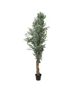 Artificial tree, Ficus, in pot, plastic, green, 205 cm