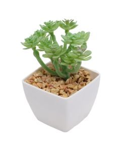 Lule artificiale, në vazo, plastike, jeshile/e bardhë, 6x9 cm