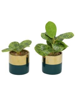 Lule artificiale, në vazo, plastike, jeshile, 20x14 cm