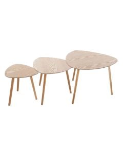Coffee table , Mileo, set 3 pieces, mdf, natural, 41x39xH39 cm; 46x47.5xH47.5 cm; 51x59.5xH59.5 cm