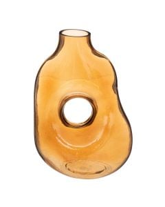 Vazo dekorative, Donut, qelq, portokalli, 18x10xH25 cm