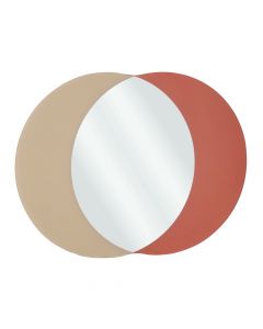 Decorative mirror, Avilo, glass, red/beige, 58x44.5 cm