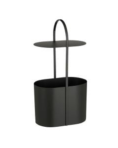 Side table and magazine holder, metal, black, 35x24xH69 cm
