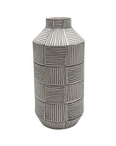 Vazo dekorative, qeramikë, e bardhë/e zezë, 15.5x15.5x32.5 cm