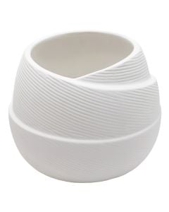 Vazo dekorative, qeramikë, e bardhë, 24x24x20 cm