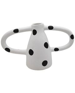 Vazo dekorative, qeramikë, e bardhë/e zezë, 34x12.5x20.5 cm