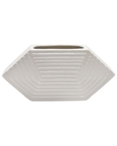 Vazo dekorative, qeramikë, e bardhë, 25x5.5x12.5 cm