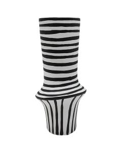 Vazo dekorative, qeramik, e bardhë/e zezë, 13.5x13.5x30.5 cm