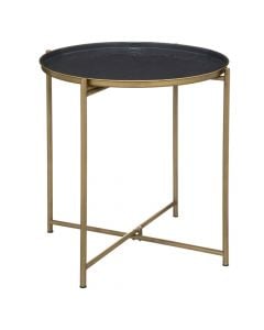 Side table, Night, metal, black/golden, Ø42.7xH50.8 cm