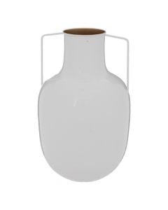 Vazo dekorative, metalike, e bardhë, Ø20xH30.5 cm